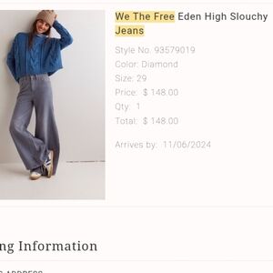 We The Free Eden High Slouchy Jeans - Diamon Wash (Rare Discontinued)